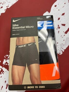 Nike Essential Micro 3-Pack Trunks — Gray, Blue, Orange Waistbands NIB Size 2XL